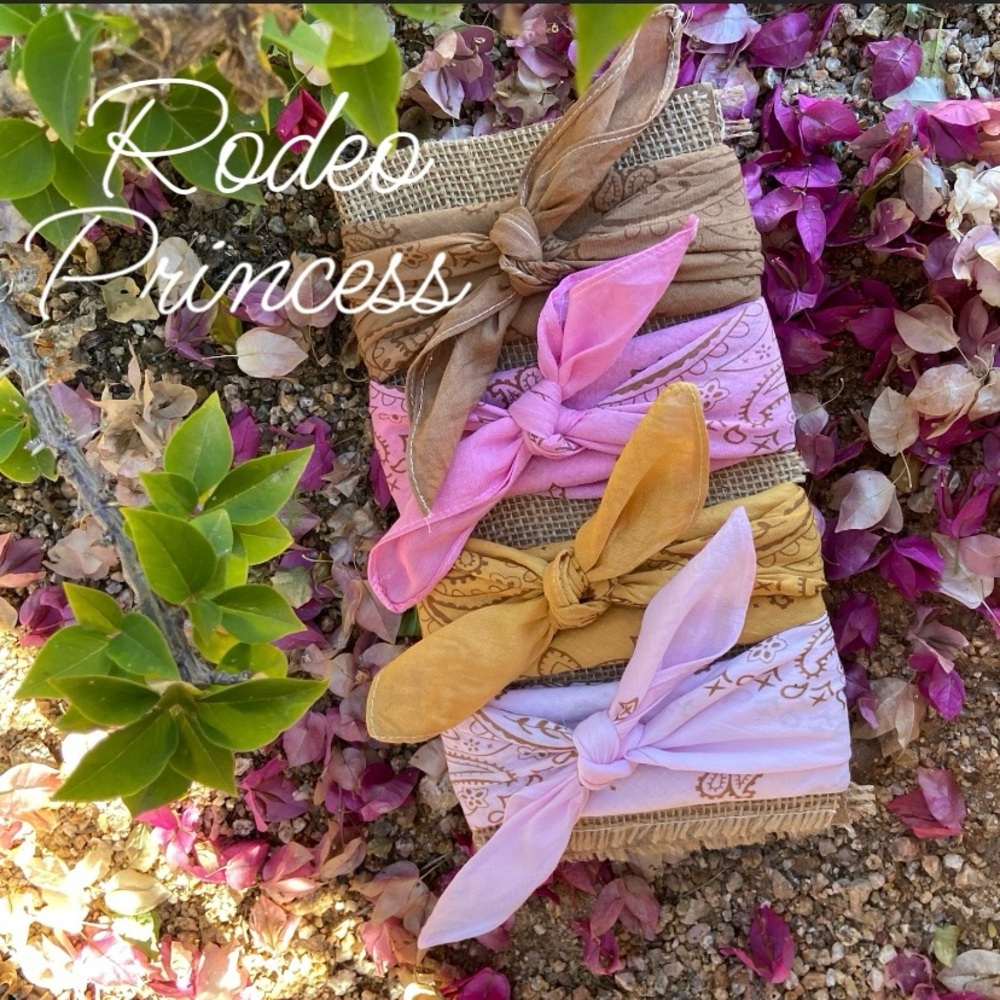 BANDANA Set Hand Dyed Sun Bleached "Rodeo Princess Collection" Set of 4 - Picture 2 of 13